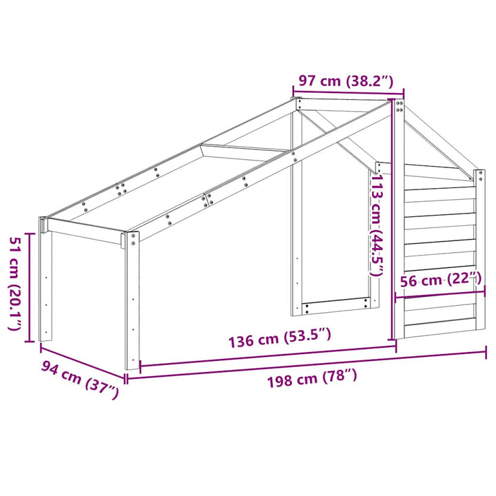 stel til husseng 198x97x113 cm massivt fyrretræ hvid