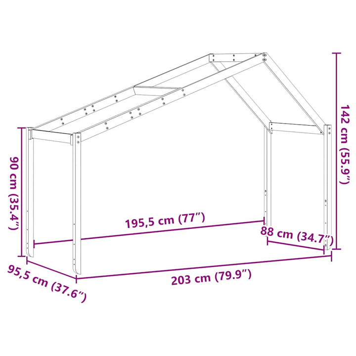 stel til husseng 203x95,5x142 cm massivt fyrretræ hvid