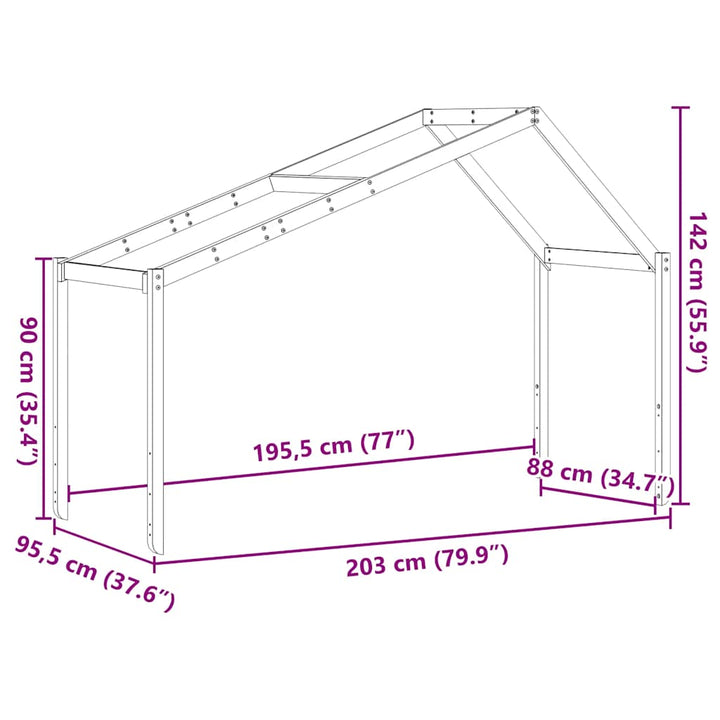 stel til husseng 203x95,5x142 cm massivt fyrretræ gyldenbrun