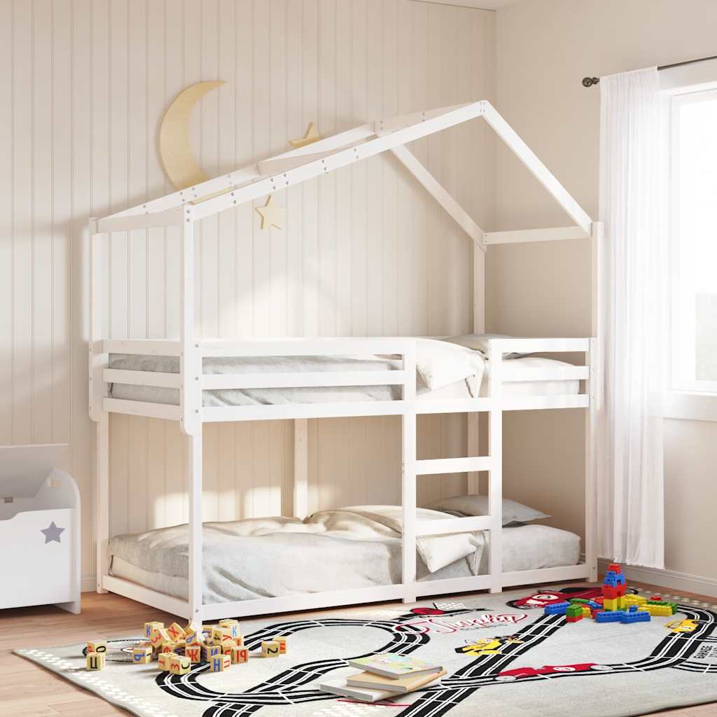 stel til husseng 203x80,5x142 cm massivt fyrretræ hvid