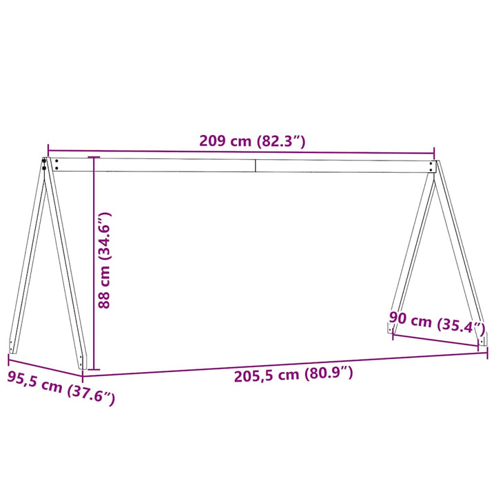 stel til husseng 209x95,5x88 cm massivt fyrretræ gyldenbrun