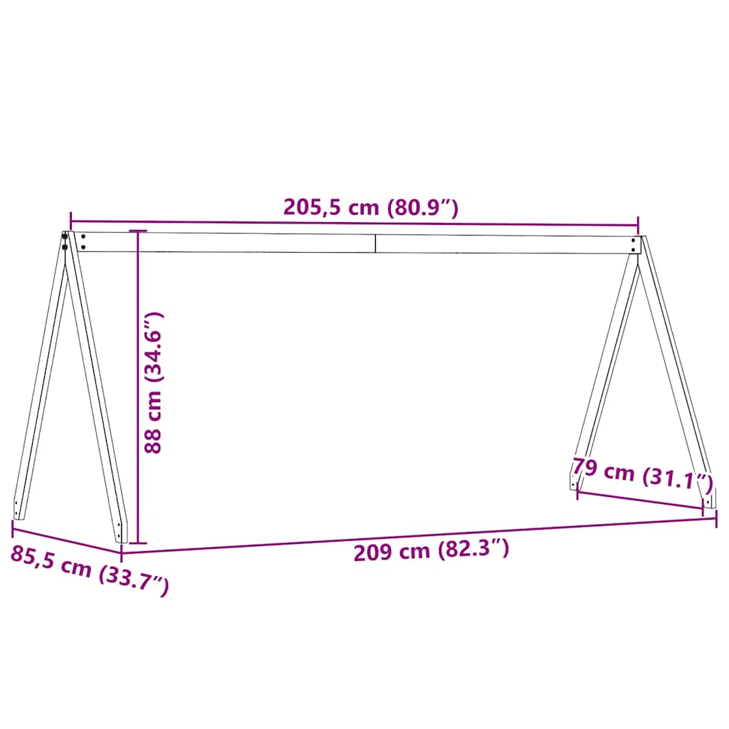 stel til husseng 203x85,5x88 cm massivt fyrretræ gyldenbrun