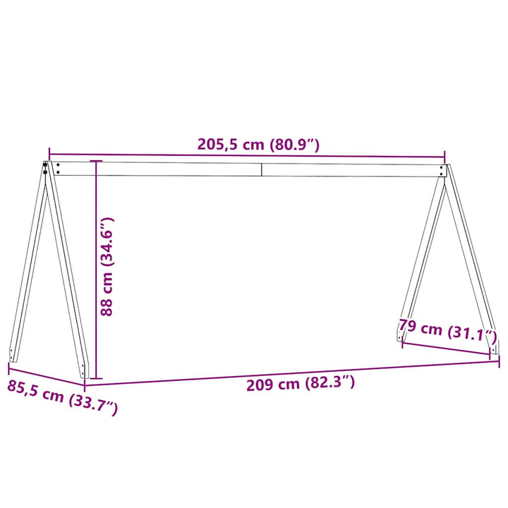 stel til husseng 203x85,5x88 cm massivt fyrretræ gyldenbrun