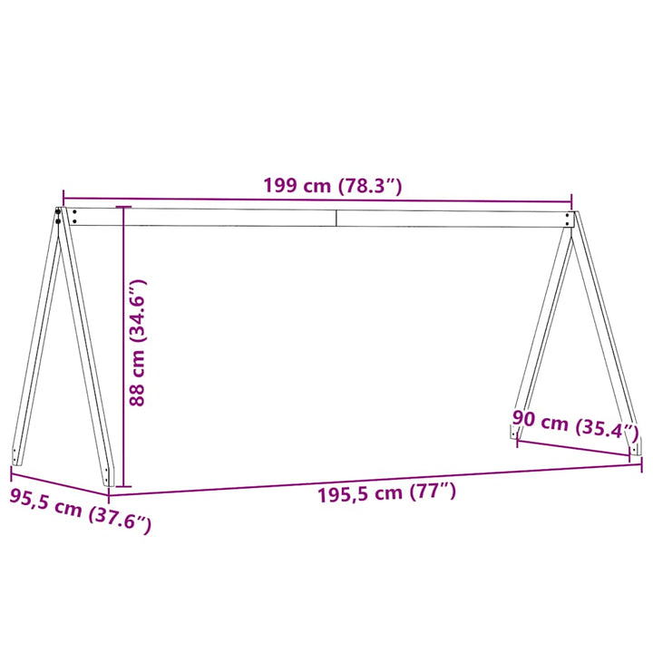 stel til husseng 199x95,5x88 cm massivt fyrretræ hvid