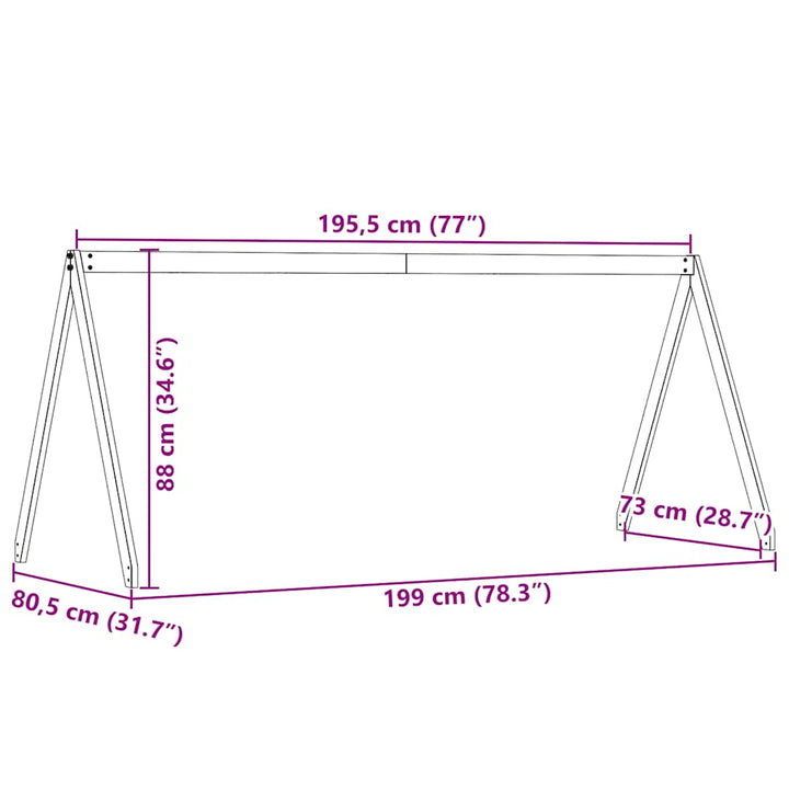 stel til husseng 199x80,5x88 cm massivt fyrretræ
