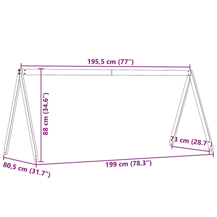 stel til husseng 199x80,5x88 cm massivt fyrretræ gyldenbrun