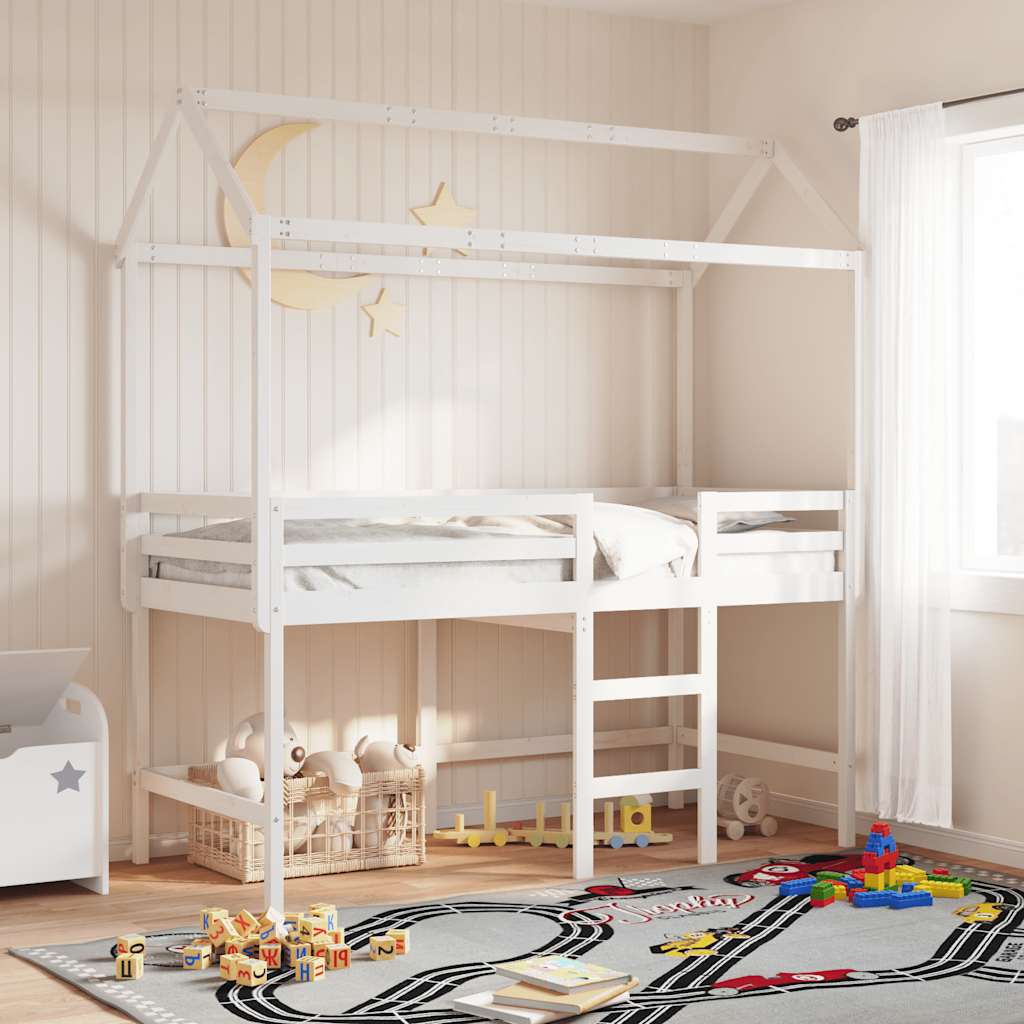 stel til husseng 217x85,5x154 cm massivt fyrretræ hvid