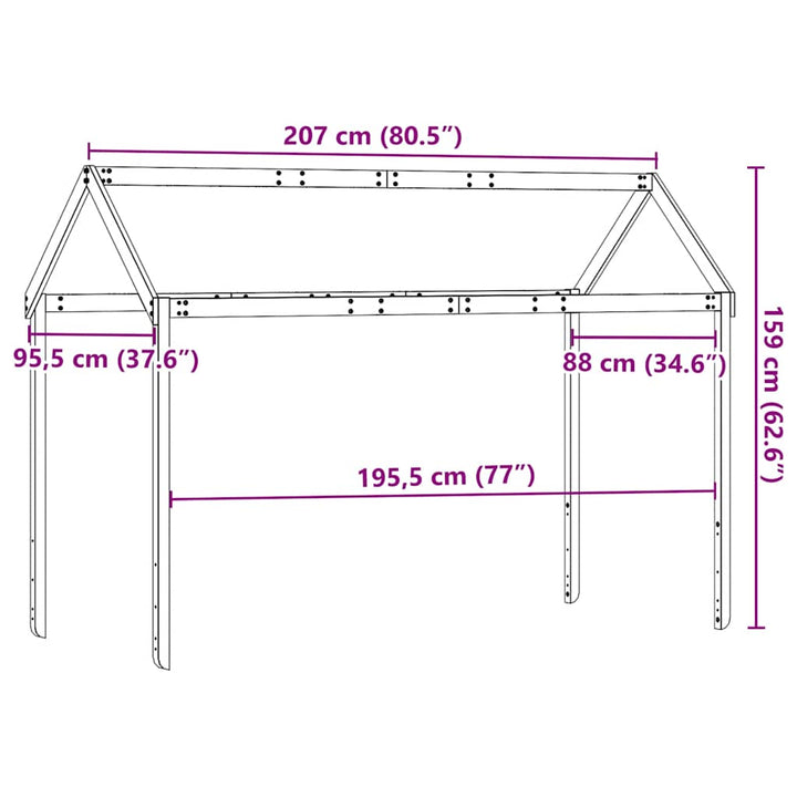 stel til husseng 207x95,5x159 cm massivt fyrretræ hvid