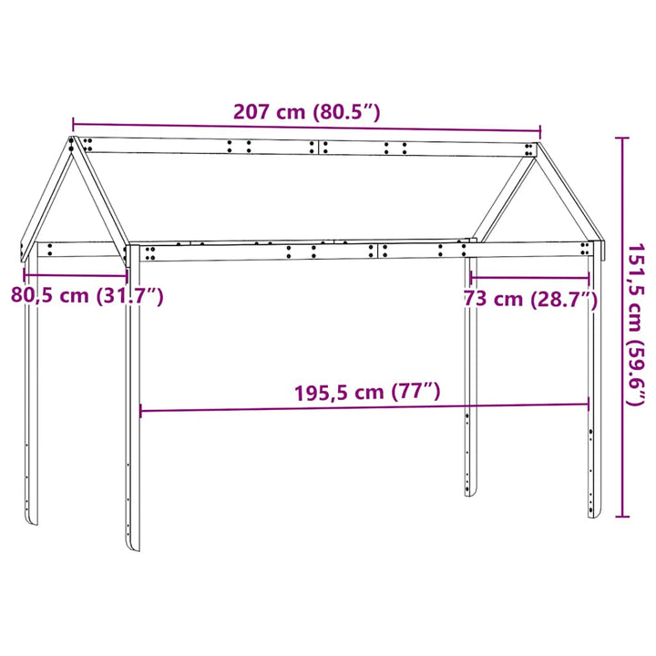 stel til husseng 207x80,5x151,5 cm massivt fyrretræ gyldenbrun