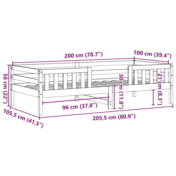 sengeramme uden madras 100x200 cm massivt fyrretræ gyldenbrun