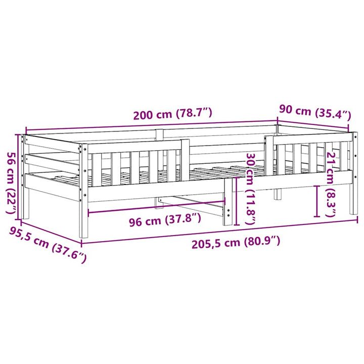 sengeramme uden madras 90x200 cm massivt fyrretræ gyldenbrun