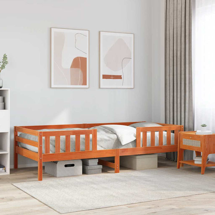sengeramme uden madras 80x200 cm massivt fyrretræ gyldenbrun