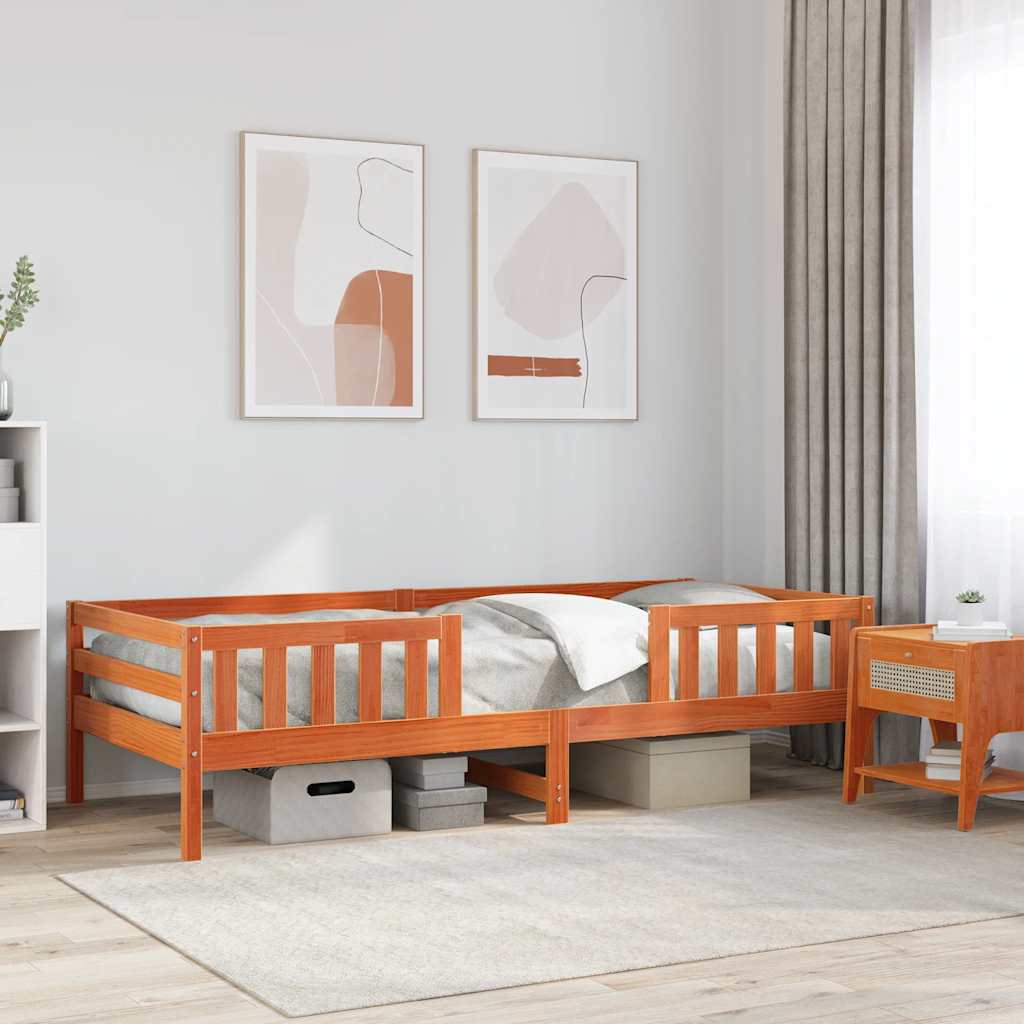 sengeramme uden madras 90x190 cm massivt fyrretræ gyldenbrun