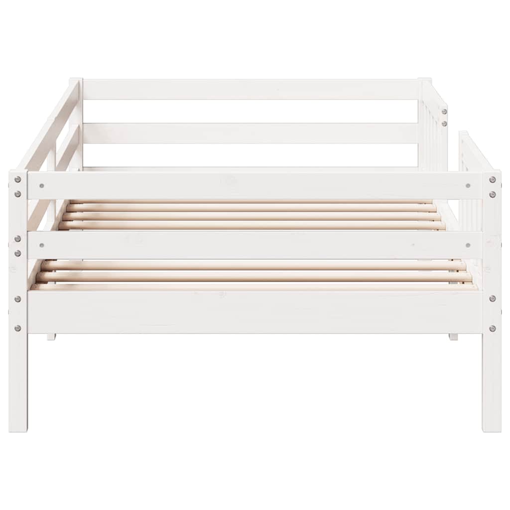 sengeramme uden madras 75x190 cm massivt fyrretræ hvid