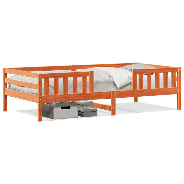 sengeramme uden madras 75x190 cm massivt fyrretræ gyldenbrun