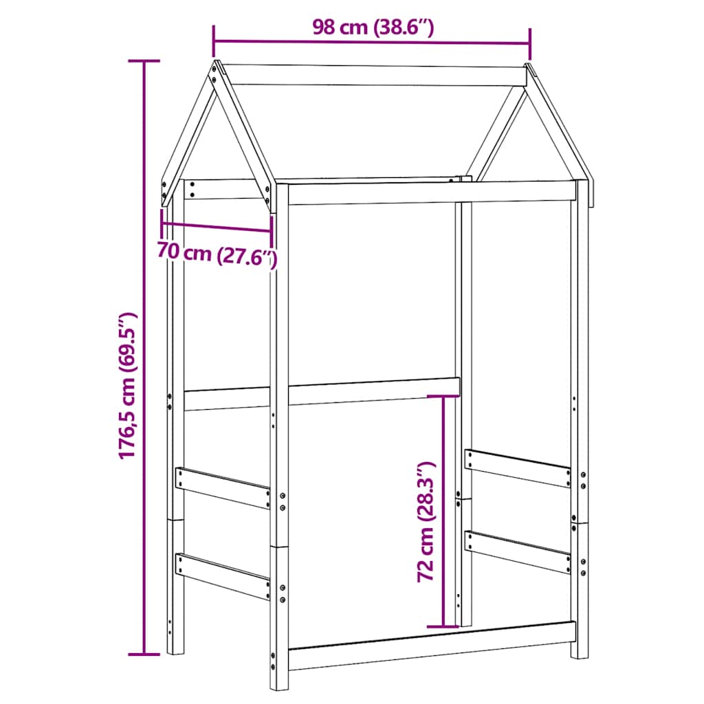 stel til husseng 98x70x176,5 cm massivt fyrretræ hvid