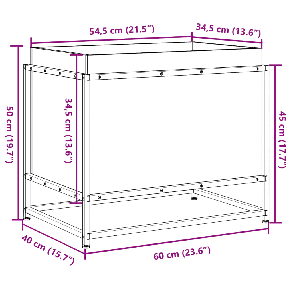 plantekasse 60x40x50 cm massivt fyrretræ gyldenbrun