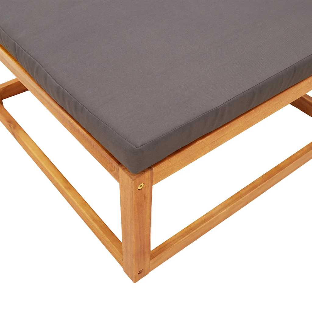 haveskammel med hynde 65x65x29 cm massivt akacietræ