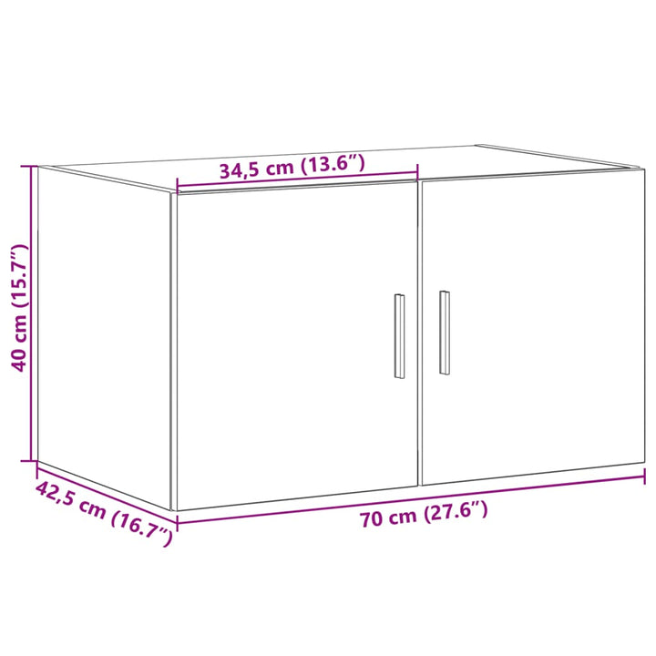 vægskab 70x42,5x49 cm konstrueret træ røget egetræsfarve