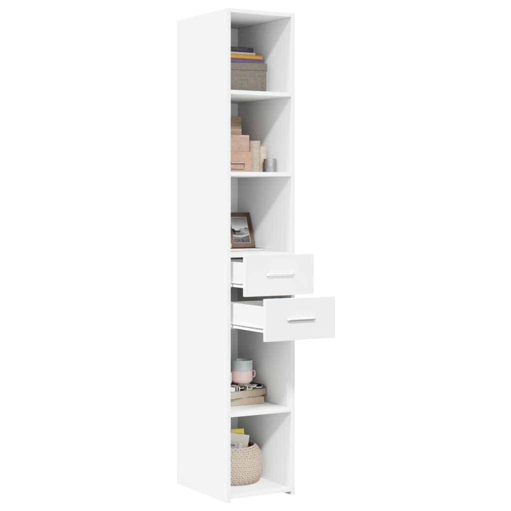 reol 30x42,5x185 cm konstrueret træ hvid