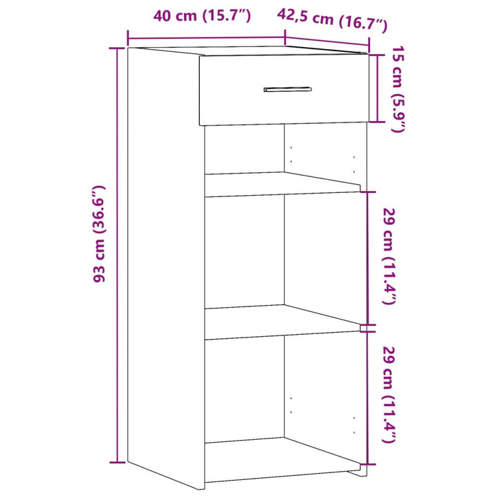 skab 40x42,5x93 cm konstrueret træ sonoma-eg