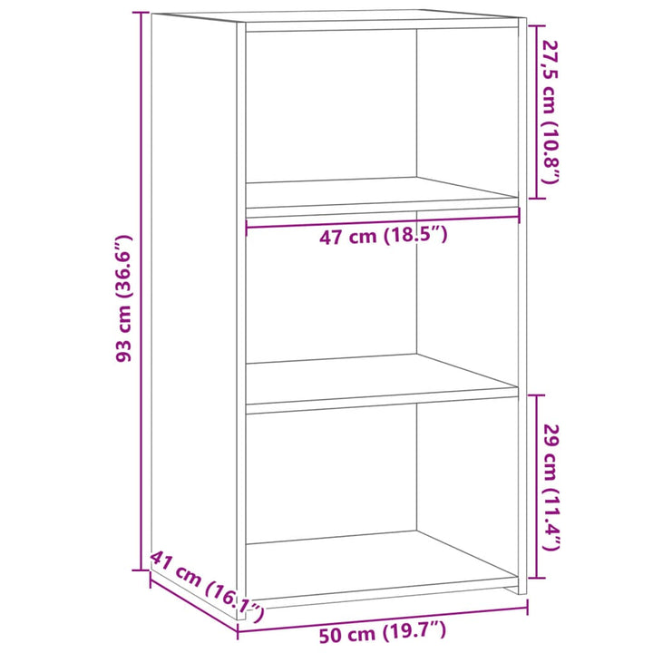 reol 50x41x93 cm konstrueret træ hvid
