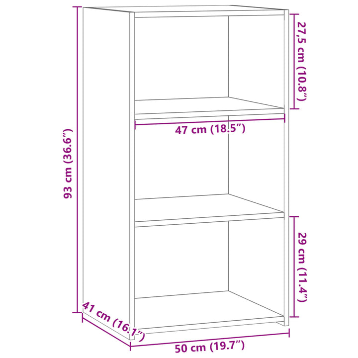 reol 50x41x93 cm konstrueret træ sonoma-eg