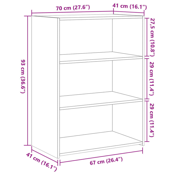 reol 70x41x93 cm konstrueret træ sort