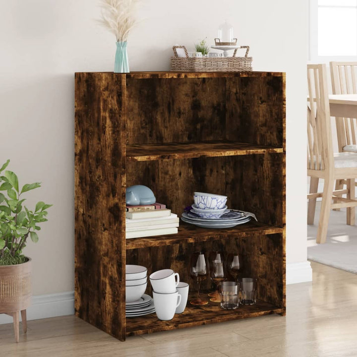 reol 70x41x93 cm konstrueret træ røget egetræsfarve