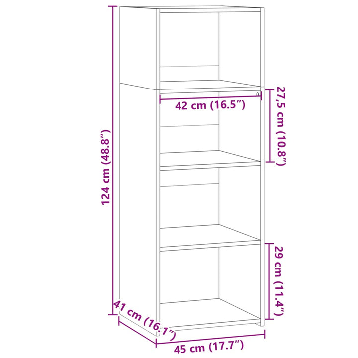 reol 45x41x124 cm konstrueret træ sonoma-eg