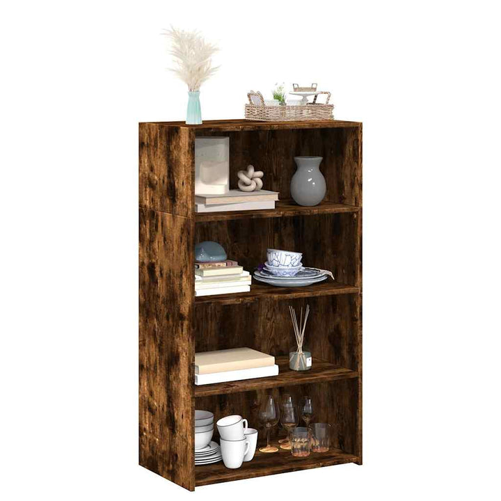 reol 70x41x124 cm konstrueret træ røget egetræsfarve