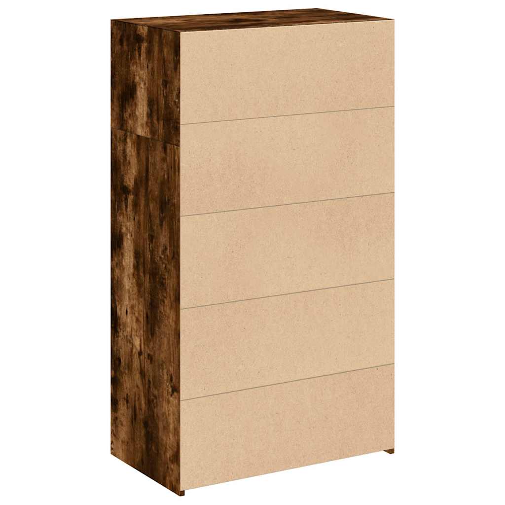 reol 70x41x124 cm konstrueret træ røget egetræsfarve