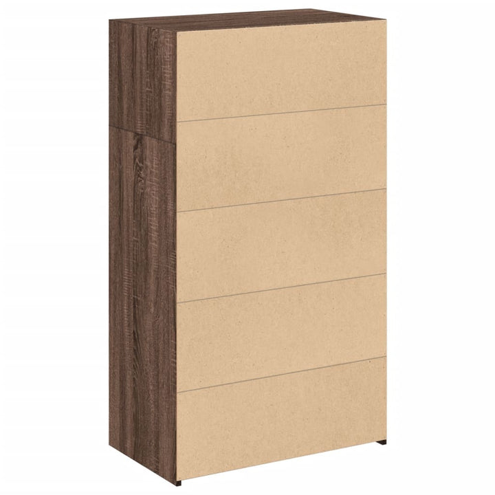 reol 70x41x124 cm konstrueret træ brun egetræsfarve