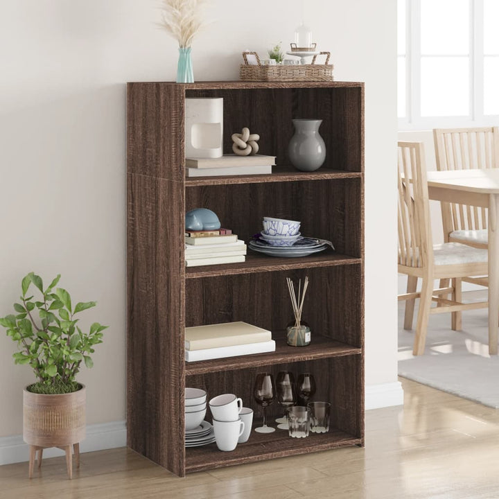reol 70x41x124 cm konstrueret træ brun egetræsfarve