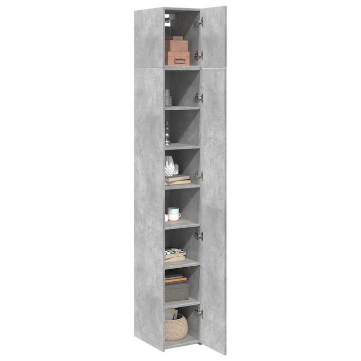 skab 30x42,5x225 cm smalt konstrueret træ betongrå