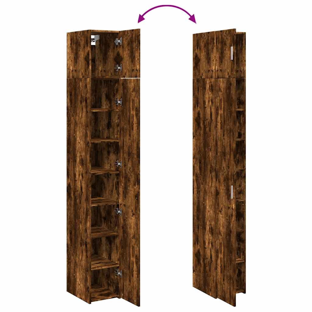 skab 30x42,5x225 cm smalt konstrueret træ røget egetræsfarve