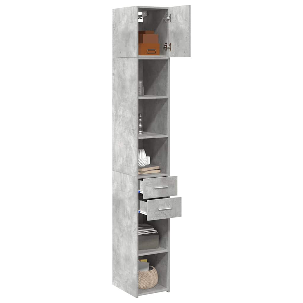 skab 30x42,5x225 cm smalt konstrueret træ betongrå