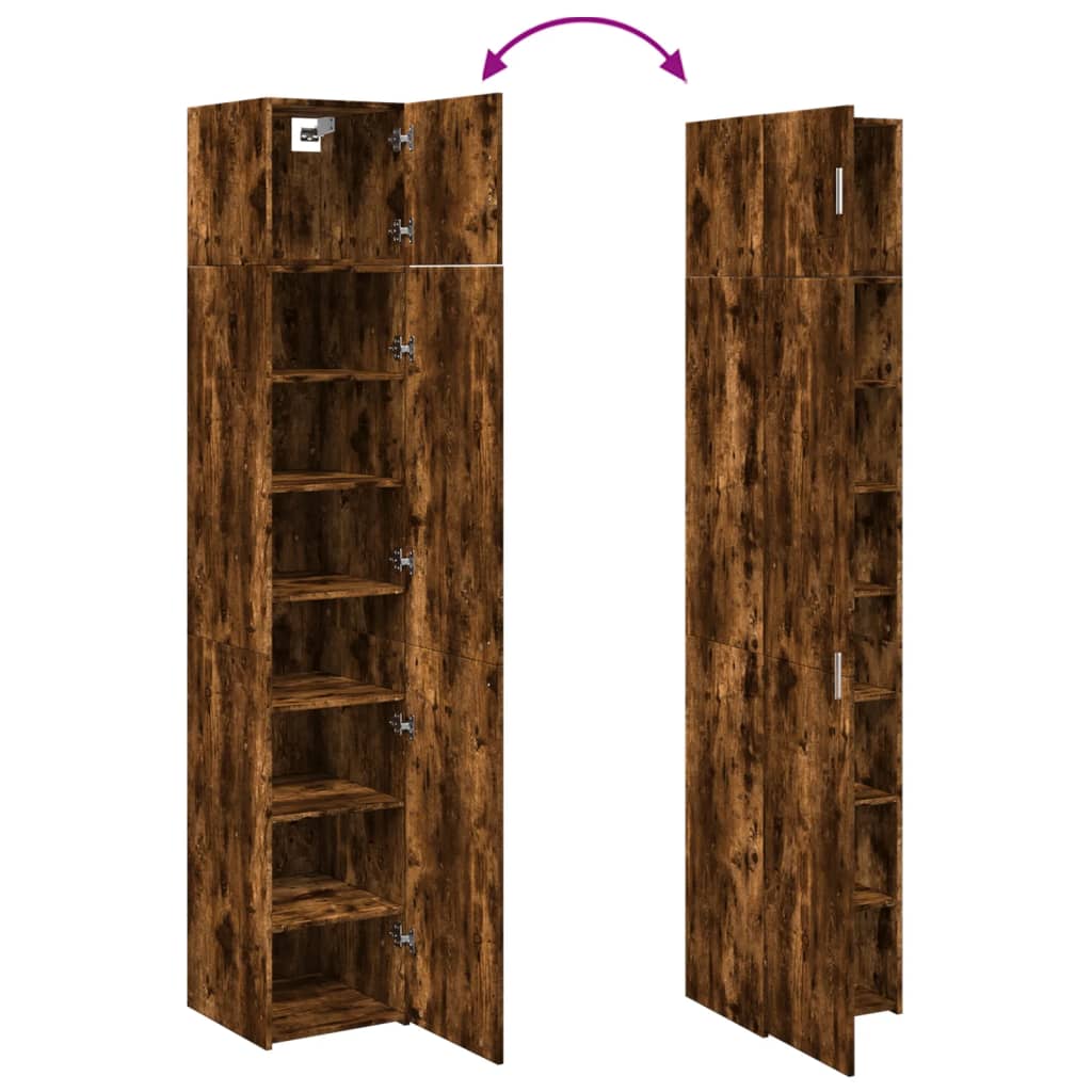 skab 40x42,5x225 cm smalt konstrueret træ røget egetræsfarve