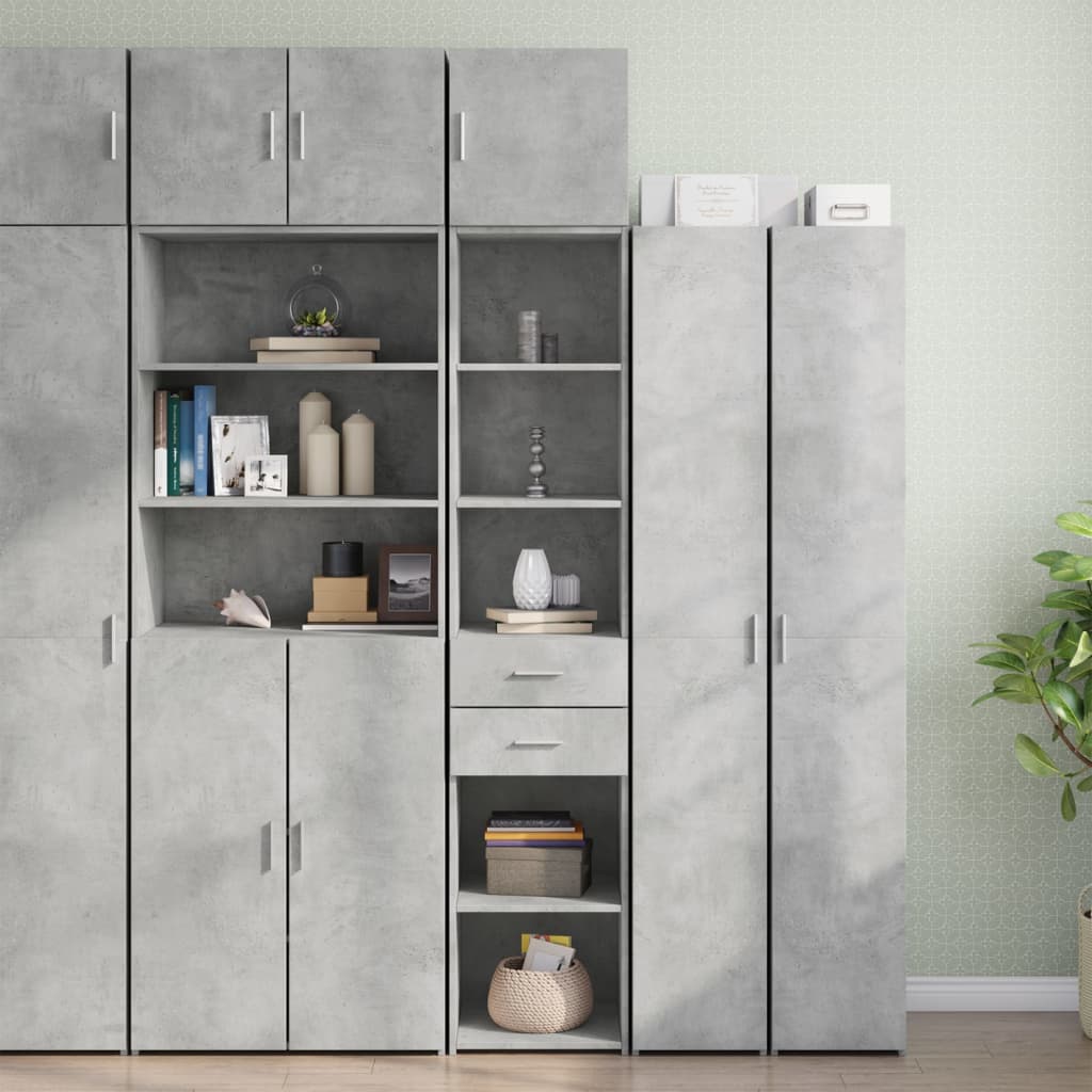 skab 40x42,5x225 cm smalt konstrueret træ betongrå