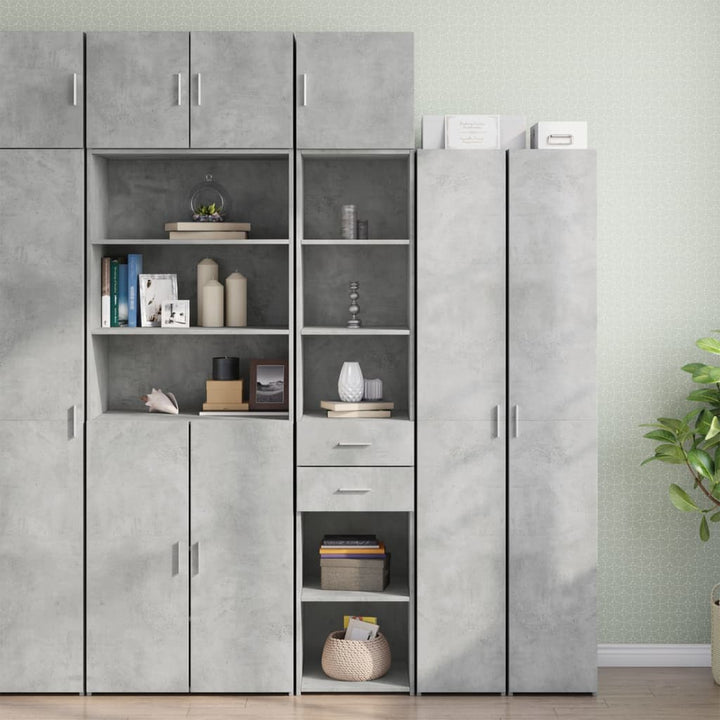 skab 40x42,5x225 cm smalt konstrueret træ betongrå