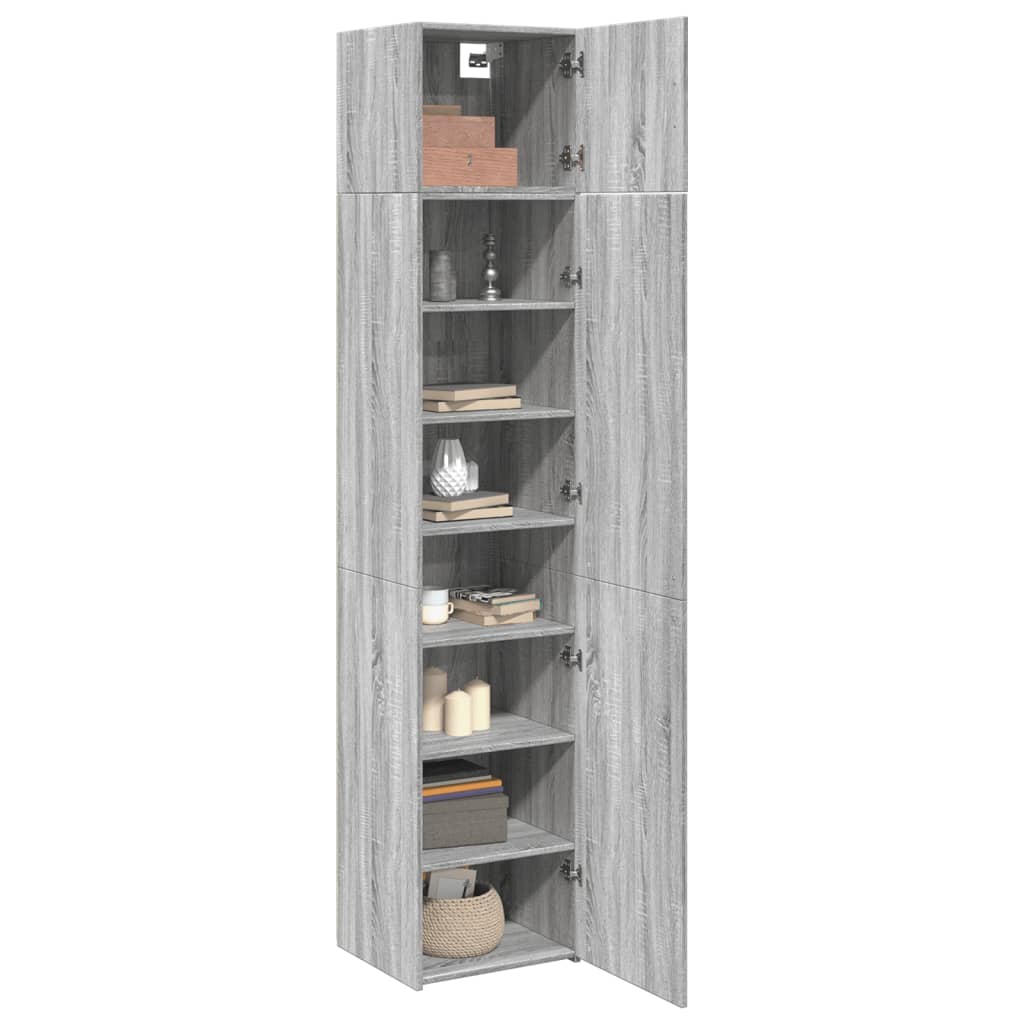 skab 45x42,5x225 cm smalt konstrueret træ grå sonoma-eg