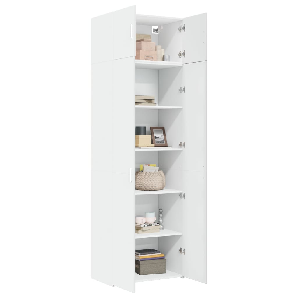 opbevaringsskab 70x42,5x225 cm konstrueret træ hvid