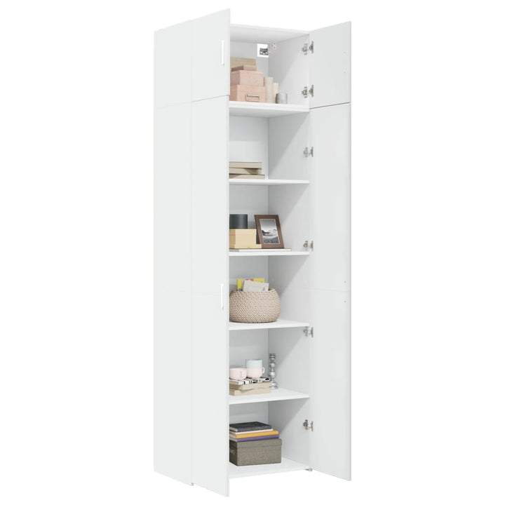 opbevaringsskab 70x42,5x225 cm konstrueret træ hvid