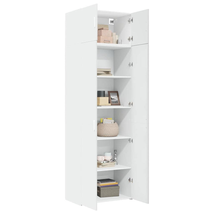 opbevaringsskab 70x42,5x225 cm konstrueret træ hvid
