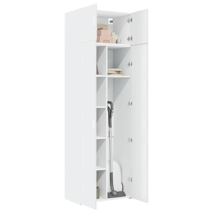 opbevaringsskab 70x42,5x225 cm konstrueret træ hvid