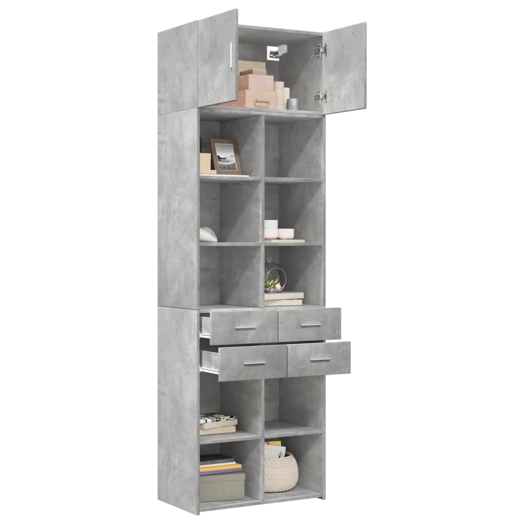 skab 70x42,5x225 cm smalt konstrueret træ betongrå