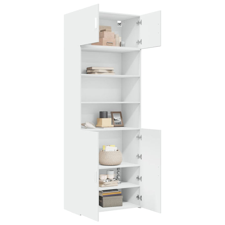 opbevaringsskab 80x42,5x225 cm konstrueret træ hvid