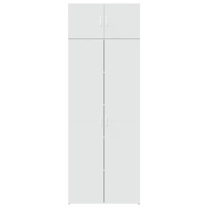 opbevaringsskab 80x42,5x225 cm konstrueret træ hvid