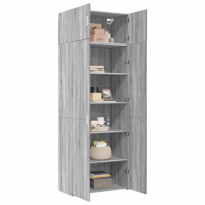 skab 80x42,5x225 cm konstrueret træ grå sonoma-eg
