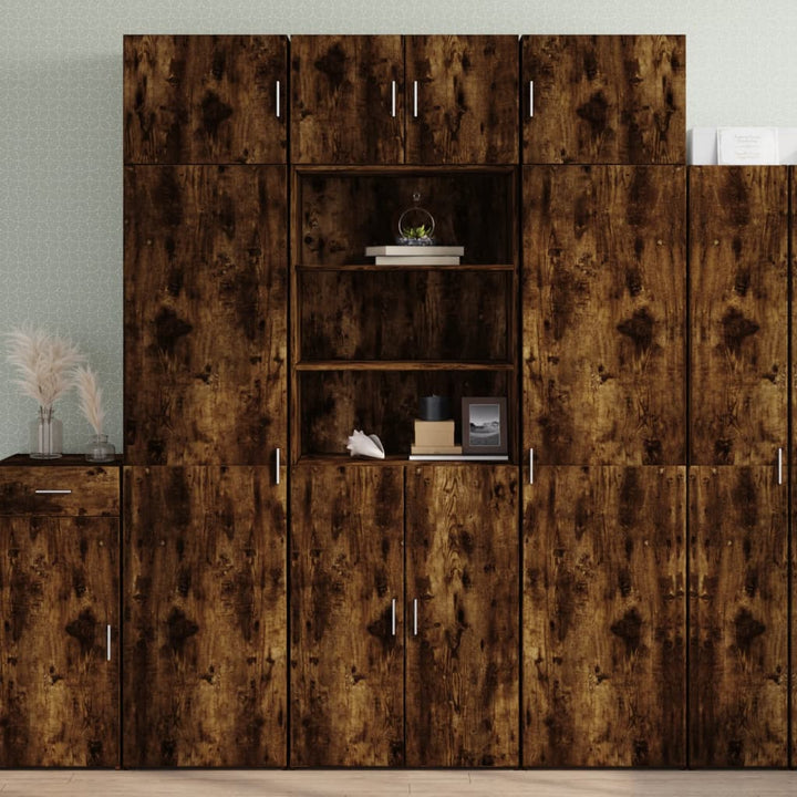 skab 70x42,5x185 cm konstrueret træ røget egetræsfarve